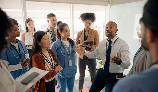 Healthcare workers smiling